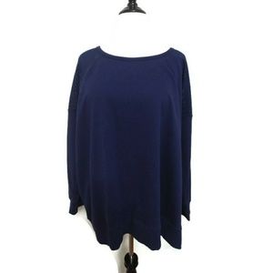 Woman Within Mesh Panel Navy Athletic Sweatshirt